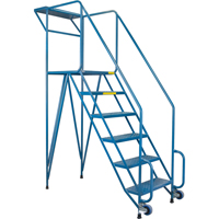 Mechanics/Maintenance Rolling Ladder, Steel, 6 Steps, 57" Platform Height Equipex
