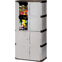 Heavy-Duty Cabinets, Plastic, 3 Shelves, 72" H x 36" W x 18" D, Mica and Charcoal Equipex