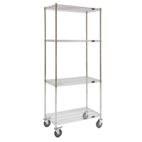 Wire Shelf Cart, Chrome Plated, 48" x 80" x 24", 800 lbs. Capacity Equipex