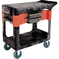 Chariots &agrave; outils d'entretien, 2 tiroirs, 38" lo x 19-1/4" la x 33-3/8" h, Noir Equipex
