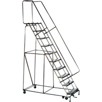 &eacute;chelles roulantes &agrave; marche verrouillable, 5 marches, Largeur de la marche 24", Hauteur de la plateforme 50", Acier inoxydable Equipex