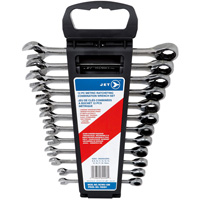 12-PC Long Pattern Metric Ratcheting Combination Wrench Set, Plain Handle Equipex