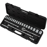 Metric Socket Set, 24 Pcs, 1/2" Drive Size Equipex