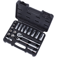 SAE Socket Set, 20 Pcs, 3/8" Drive Size, Deep Equipex