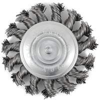 Brosse radiale &agrave; fils nou&eacute;s torsad&eacute;s mont&eacute; sur mandrin, Dia. 3", Fils 0,02", Arbre 1/4", Acier inoxydable Equipex