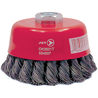 Brosse boisseau &agrave; fils nou&eacute;s torsad&eacute;s haute performance CK3501T, Dia. 3-1/2", Fils 0,02", Arbre 5/8"-11, Acier Equipex