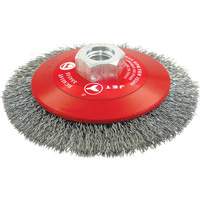 Brosse conique biseaut&eacute;e &agrave; fils sertis, haute performance, Dia. 4-1/2", Fils 0,014", Arbre 5/8"-11, Acier Equipex