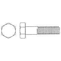 Hex Head Cap Screw, 1/2"-13 Dia., 1" L, Plain, Coarse, Grade 5 Equipex