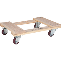 Hardwood Dolly, Polyurethane Wheels, 900 lbs. Capacity, 18" W x 24" D x 7" H Equipex