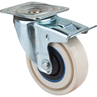 Roulettes sandwich, Pivotant avec frein, 4" (101,6 mm), Nylon, 440 lb (199,58 kg) Equipex