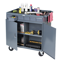 Heavy-Duty Two-Sided Mobile Work Station, 1200 lbs. Capacity, Steel, 34" x W, 34" x H, 24" D, All-Welded, 6 Drawers Equipex