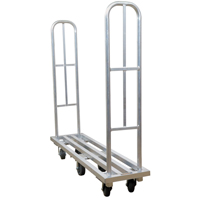 Aluminum U-Boat Platform Truck, 16" W x 63" L, 1322 lbs. Cap., Polyurethane Wheels Equipex
