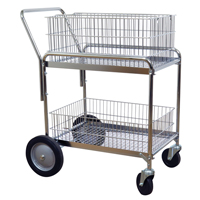 Chariot de bureau en treillis m&eacute;tallique pour le courrier, 200 lb Capacit&eacute;, Chrome, 23-3/4" p x 33-1/2" la x 38-1/4" h, Chrom&eacute; Equipex