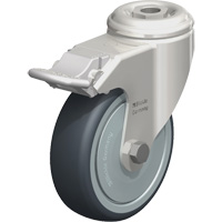 Stainless Steel Thermoplastic Elastomer Caster, Swivel with Brake, 4" (102 mm) Dia., 240 lbs. (108 kg.) Capacity Equipex