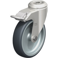 Stainless Steel Thermoplastic Elastomer Caster, Swivel with Brake, 5" (127 mm) Dia., 265 lbs. (120 kg.) Capacity Equipex