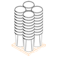 Baril emboîtable en poly&eacute;thyl&egrave;ne, 55 gal. US (45 gal. imp.), Dessus ouvert, Jaune Equipex