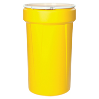 Baril emboîtable en poly&eacute;thyl&egrave;ne, 55 gal. US (45 gal. imp.), Dessus ouvert, Jaune Equipex
