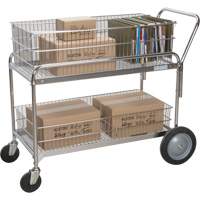 Chariot de bureau en treillis m&eacute;tallique pour le courrier, 250 lb Capacit&eacute;, Chrome, 23" p x 42" la x 38" h, Chrom&eacute; Equipex