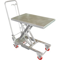 Manual Hydraulic Scissor Lift Table, 27-1/2" L x 17-3/4" W, Stainless Steel, 200 lbs. Capacity Equipex