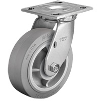 Roulette avec plaque, Pivotant, 4" (101,6 mm), Caoutchouc, 225 lb (102 kg) Equipex