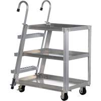 Chariot de pr&eacute;l&egrave;vement de stock, Aluminium, 21-7/8" la x 40" p, 3 tablettes, Capacit&eacute; 660 lb Equipex