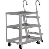 Chariot de pr&eacute;l&egrave;vement de stock, Aluminium, 21-7/8" la x 40" p, 3 tablettes, Capacit&eacute; 660 lb Equipex