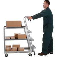 Chariot de pr&eacute;l&egrave;vement de stock, Aluminium, 21-7/8" la x 40" p, 3 tablettes, Capacit&eacute; 660 lb Equipex