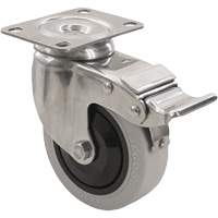 2309 Caster with Double Locking Brake, Swivel with Brake, 4" (101.6 mm), Envirothane Grey, 350 lbs. (158.8 kg.) Equipex