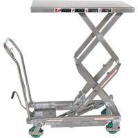 Manual Hydraulic Scissor Lift Table, 36-1/4" L x 19-3/8" W, Stainless Steel, 600 lbs. Capacity Equipex