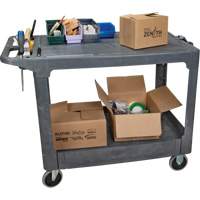 Flat-Shelf Utility Service Cart, 2 Tiers, 25-1/4" x 32-1/4" x 44", 550 lbs. Capacity Equipex