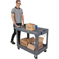 Flat-Shelf Utility Service Cart, 2 Tiers, 25-1/4" x 32-1/4" x 44", 550 lbs. Capacity Equipex