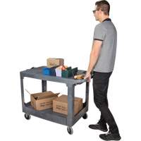 Flat-Shelf Utility Service Cart, 2 Tiers, 25-1/4" x 32-1/4" x 44", 550 lbs. Capacity Equipex