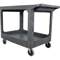Flat-Shelf Utility Service Cart, 2 Tiers, 25-1/4" x 32-1/4" x 44", 550 lbs. Capacity Equipex