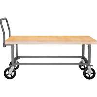 Chariot &agrave; plateforme ajustable en bois, 48" lo x 24" la, Capacit&eacute; de 1800 lb, Roues en Caoutchouc moul&eacute; Equipex