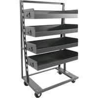 Chariot &agrave; cadre en A robuste &agrave; un c&ocirc;t&eacute; avec 4 grands plateaux &agrave; rebord, 38" x 25" x 63", Capacit&eacute; 2500 lb Equipex
