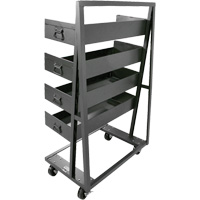 Chariot &agrave; cadre en A robuste &agrave; un c&ocirc;t&eacute; avec 4 grands plateaux &agrave; rebord, 38" x 25" x 63", Capacit&eacute; 2500 lb Equipex