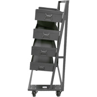 Chariot &agrave; cadre en A robuste &agrave; un c&ocirc;t&eacute; avec 4 grands plateaux &agrave; rebord, 38" x 25" x 63", Capacit&eacute; 2500 lb Equipex