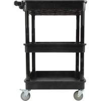 Chariot utilitaire avec tablette &agrave; bordure profonde, 3 tiers, 19" x 39-1/2" x 28-1/4", Capacit&eacute; 330 lb Equipex
