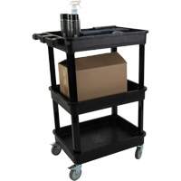 Chariot utilitaire avec tablette &agrave; bordure profonde, 3 tiers, 19" x 39-1/2" x 28-1/4", Capacit&eacute; 330 lb Equipex