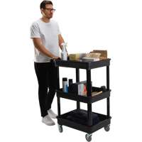 Chariot utilitaire avec tablette &agrave; bordure profonde, 3 tiers, 19" x 39-1/2" x 28-1/4", Capacit&eacute; 330 lb Equipex