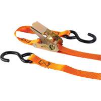 Ratchet Strap, S-Hook, 1" W x 12' L, 2200 lbs. (998 kg) Working Load Limit Equipex