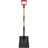 Square Point Shovel, Wood, Tempered Steel Blade, D-Grip Handle, 43-1/2" Long Equipex