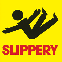 C&ocirc;nes de d&eacute;viation - &eacute;tiquettes de message  Slippery , Adh&eacute;sif, Anglais avec pictogramme Equipex