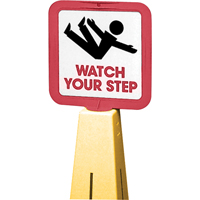 C&ocirc;nes de d&eacute;viation - &eacute;tiquettes de message  Watch Your Step , Adh&eacute;sif, Anglais avec pictogramme Equipex