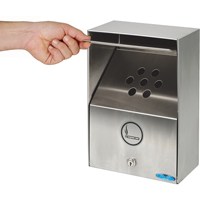 Smoking Receptacles, Wall-Mount, Stainless Steel, 3.3 Litres Capacity, 13-1/2" Height Equipex