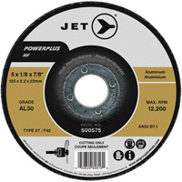 AL30 POWERPLUS NF Cutting Wheel, 5" x 1/8", 7/8" Arbor, Type 27, 12200 RPM Equipex
