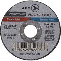POWERPLUS Cut-Off Wheel, 2" x 1/16", 3/8" Arbor, Type 1, 38200 RPM Equipex