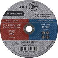 A60 POWERPLUS Cut-Off Wheel, 4" x 1/16", 3/8" Arbor, Type 1, 19100 RPM Equipex