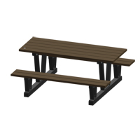 Recycled Plastic Outdoor Picnic Tables, 72" L x 60-5/16" W, Walnut Equipex