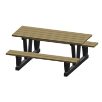 Recycled Plastic Outdoor Picnic Tables, 72" L x 60-5/16" W, Sand Equipex